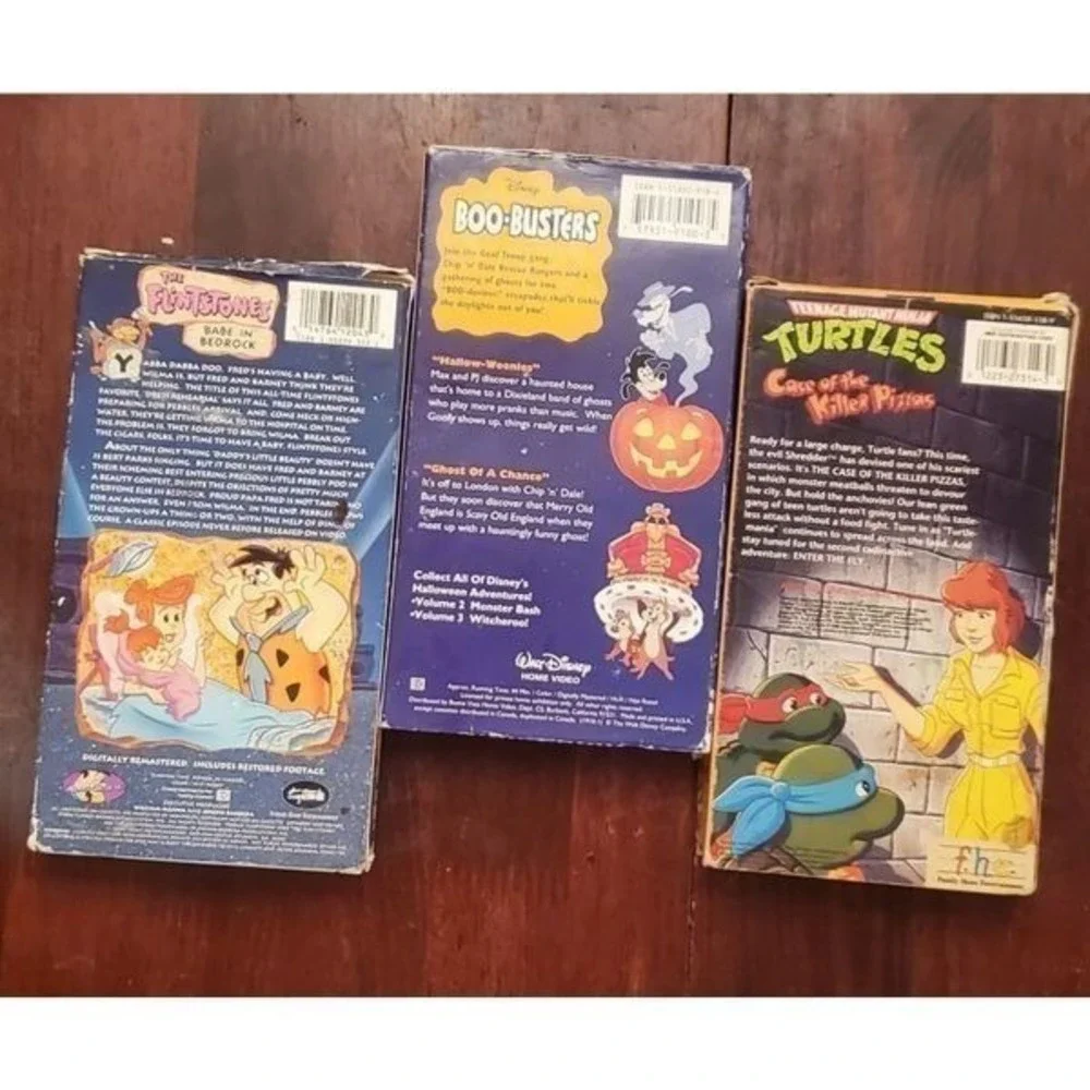 Lot‎ of 3 Vintage VHS Tapes The Flintstones Boo Busters TMNT
